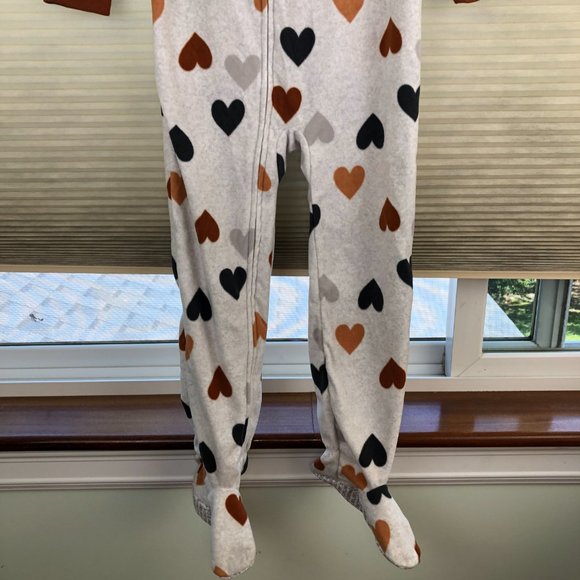 NEW - Carter's 1-Piece Unisex Hearts Soft Cozy Fleece Footie Pajamas Cabincore - Picture 4 of 13
